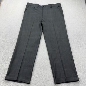 FJ FootJoy Mens Pants Plaid Charcoal Gray Size 36x30 Golf Dress Slacks